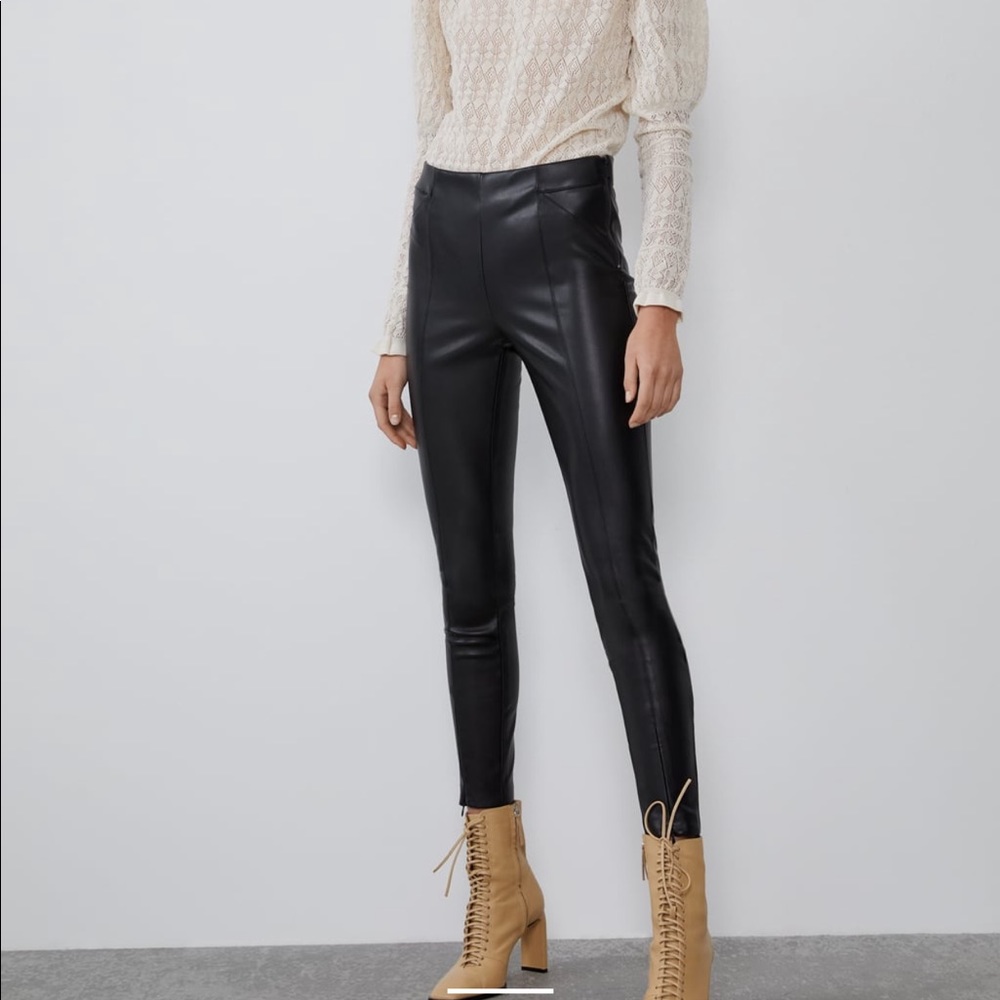 Zara legging leather black new never worn Large